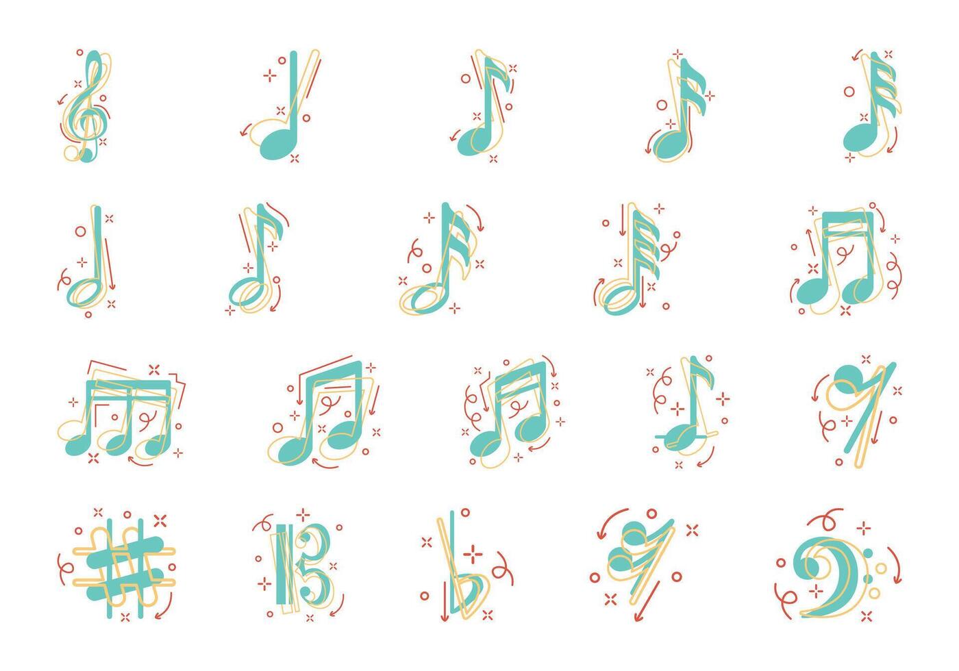 música Nota icono elemento conjunto vector