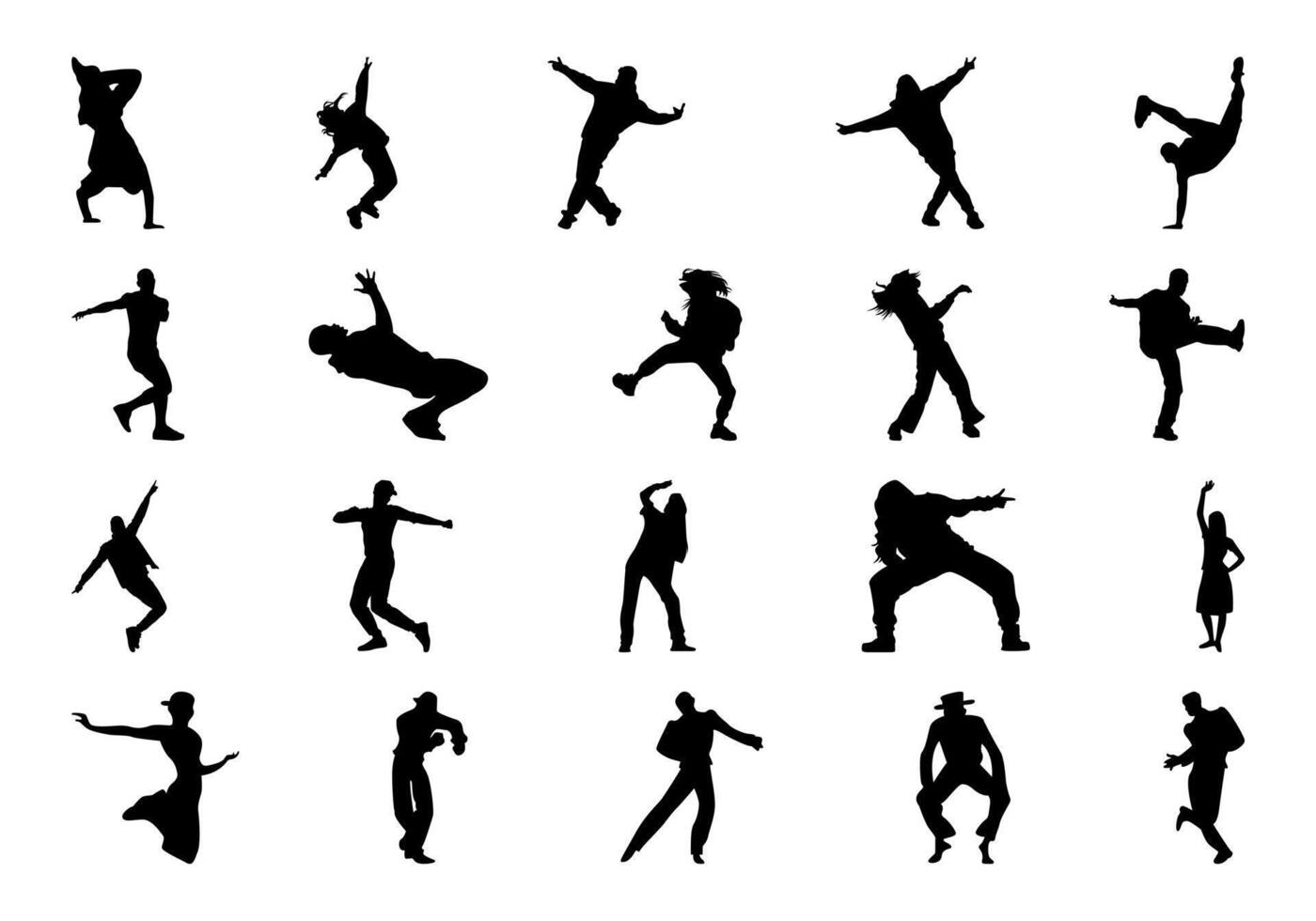 Break Dance Party Icon Silhouette Set vector