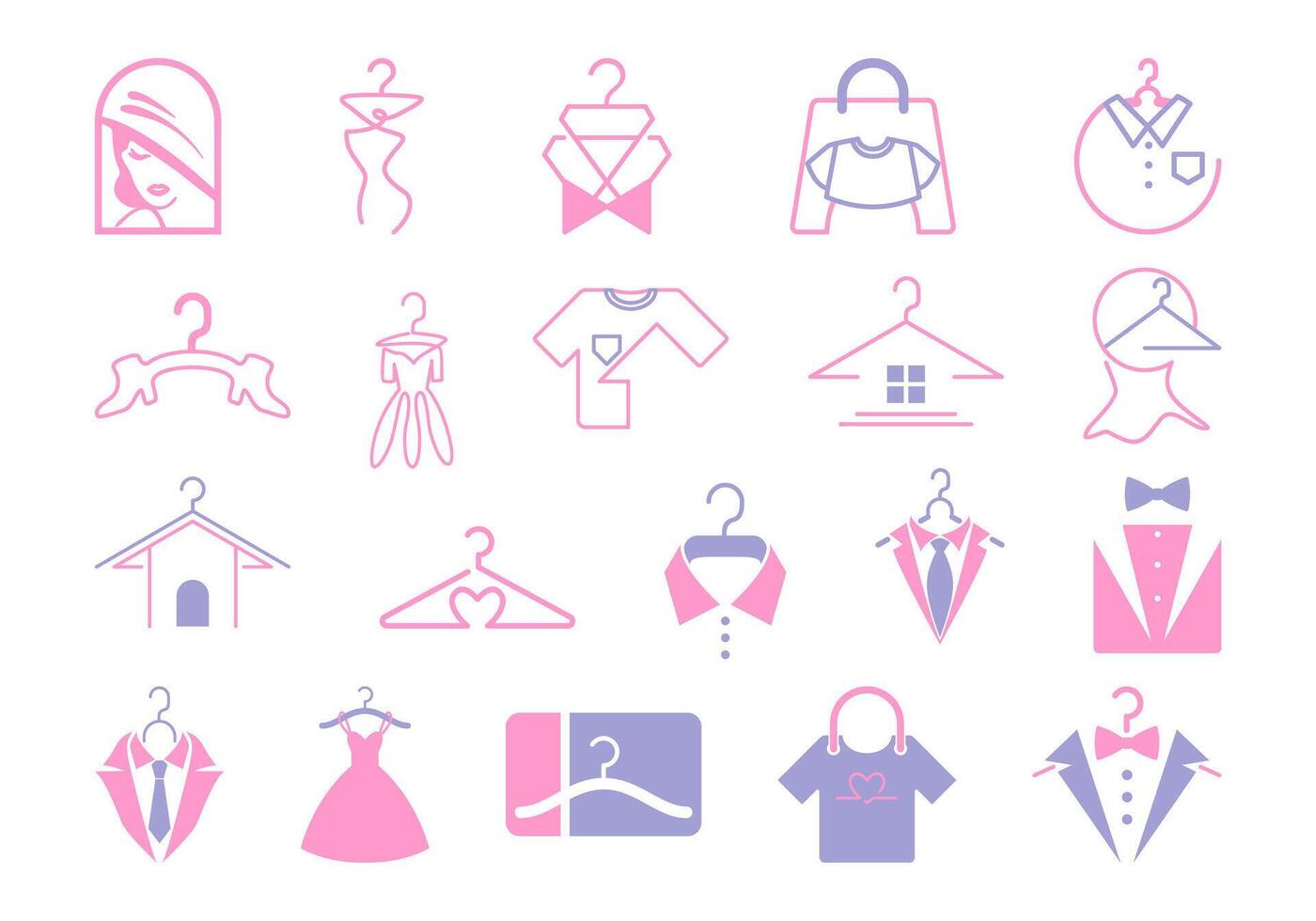 Fashion Shop Logo Icon Element Set vector