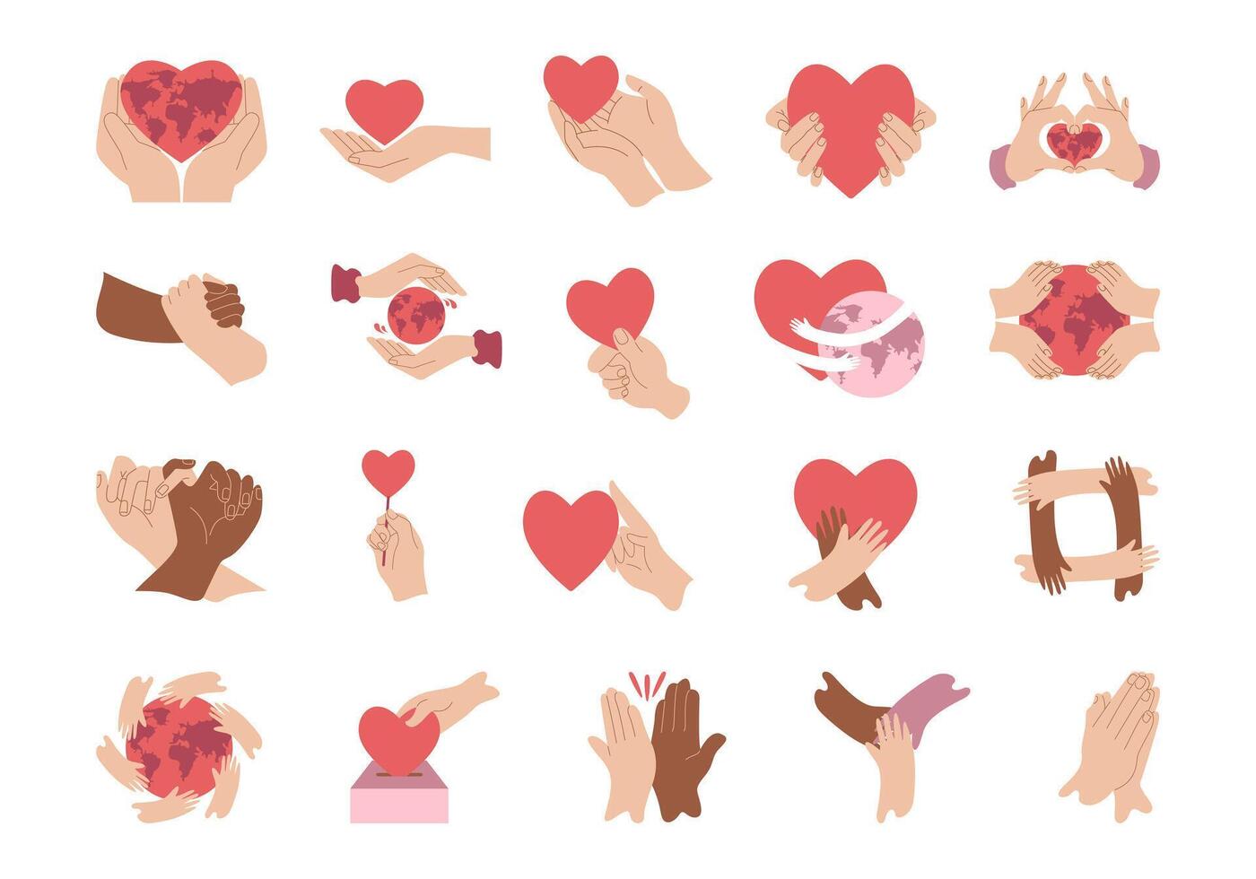 Love Kindness Hand Illustration Set vector