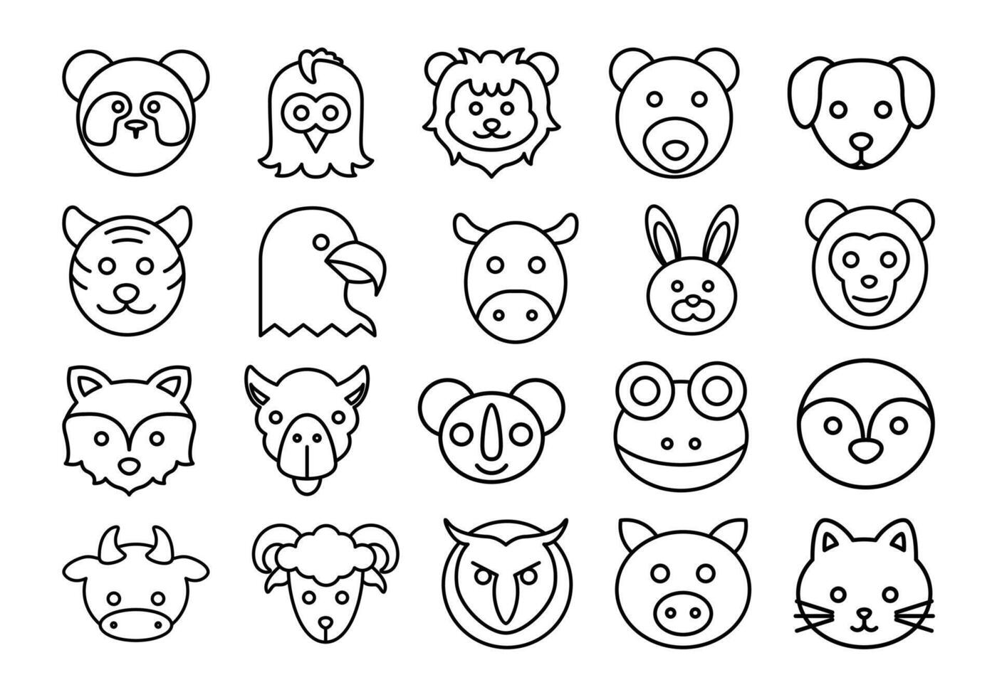 Animal Line Icon Element Set vector