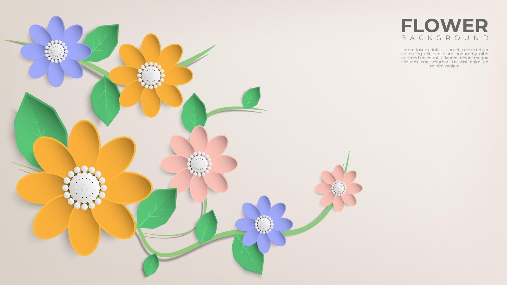 Minimal colorful blooming flower background vector