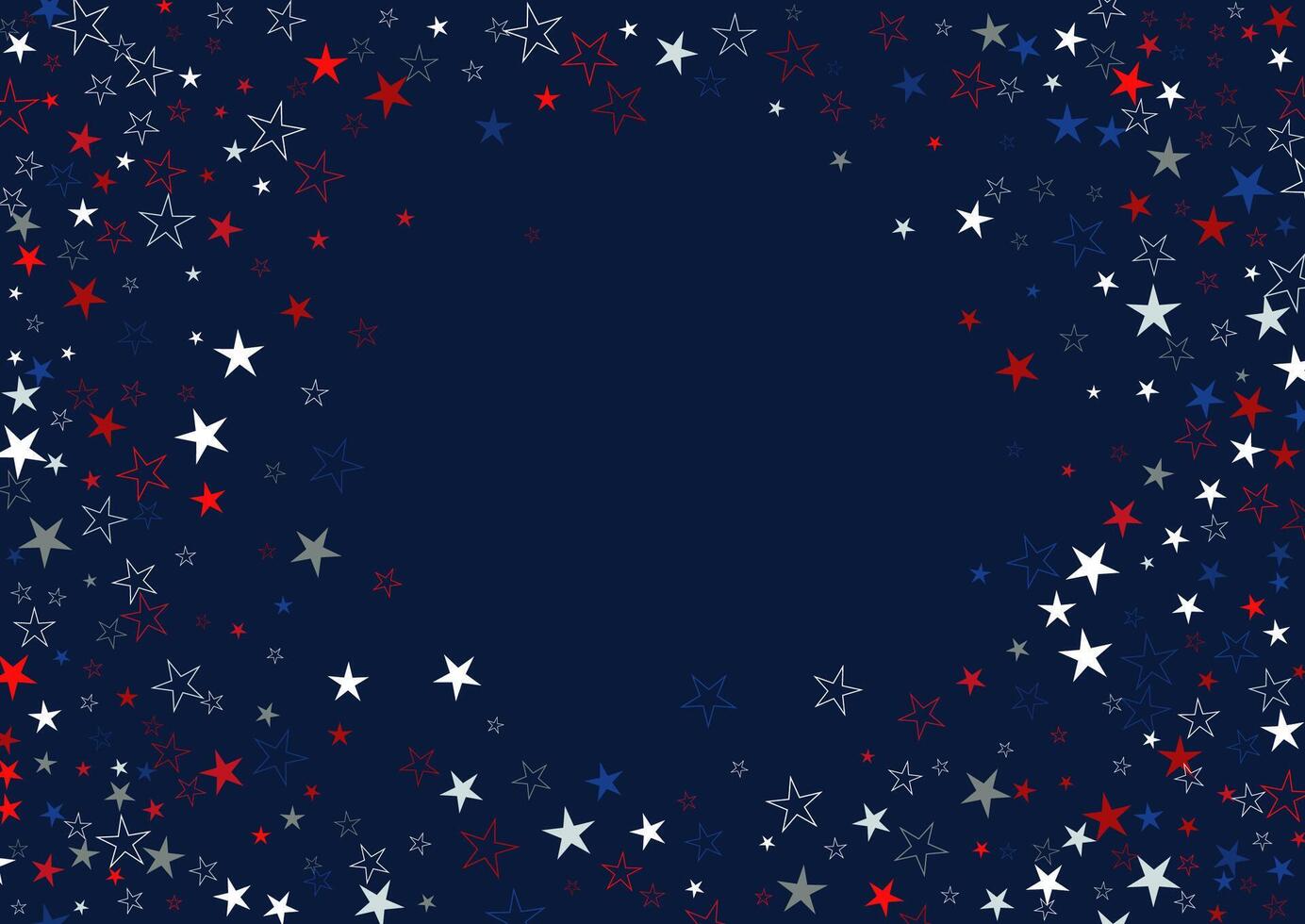 american themed starry border in red white and blue vector