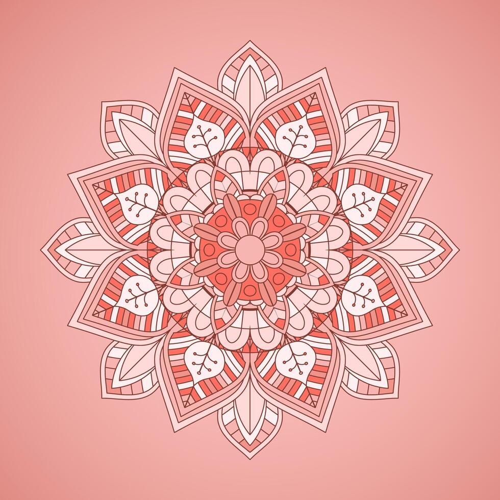 elegante antecedentes con decorativo mandala diseño en pastel rosado colores vector