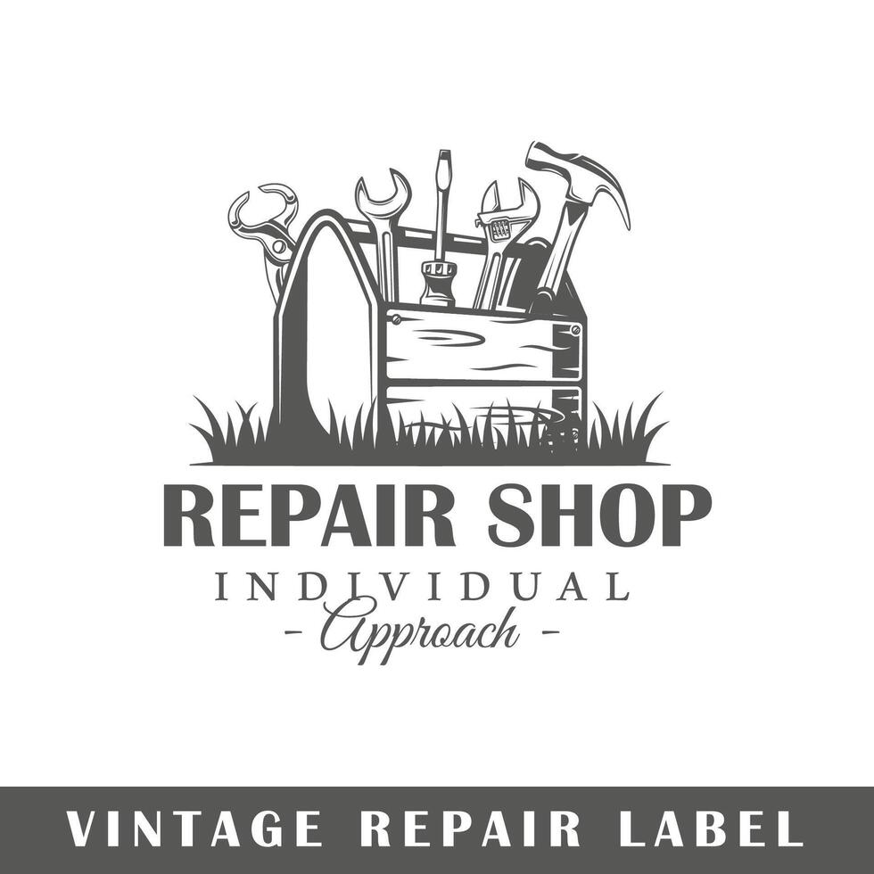 reparar etiqueta aislado en blanco antecedentes vector