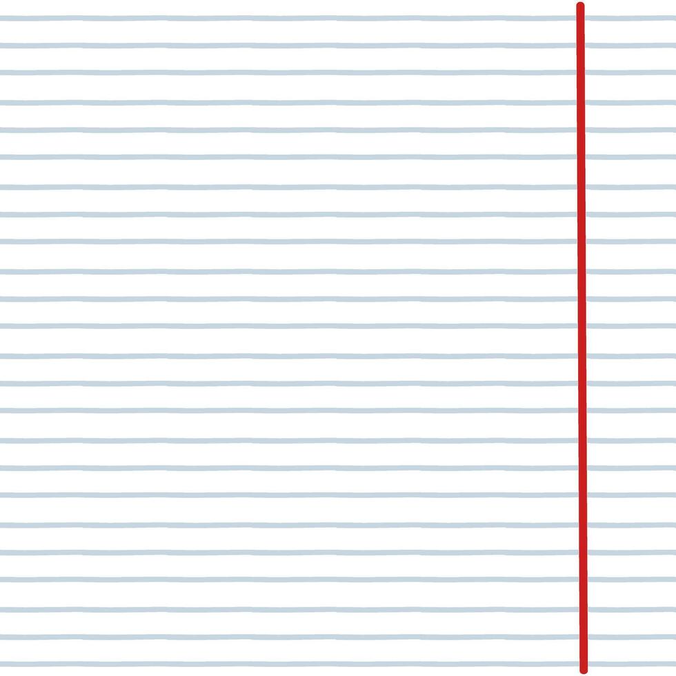 Notebook with a large blue stripe with red margins. illustration. Background with a seamless pattern in the form of long strokes. A typographic template for making notebooks for school vector