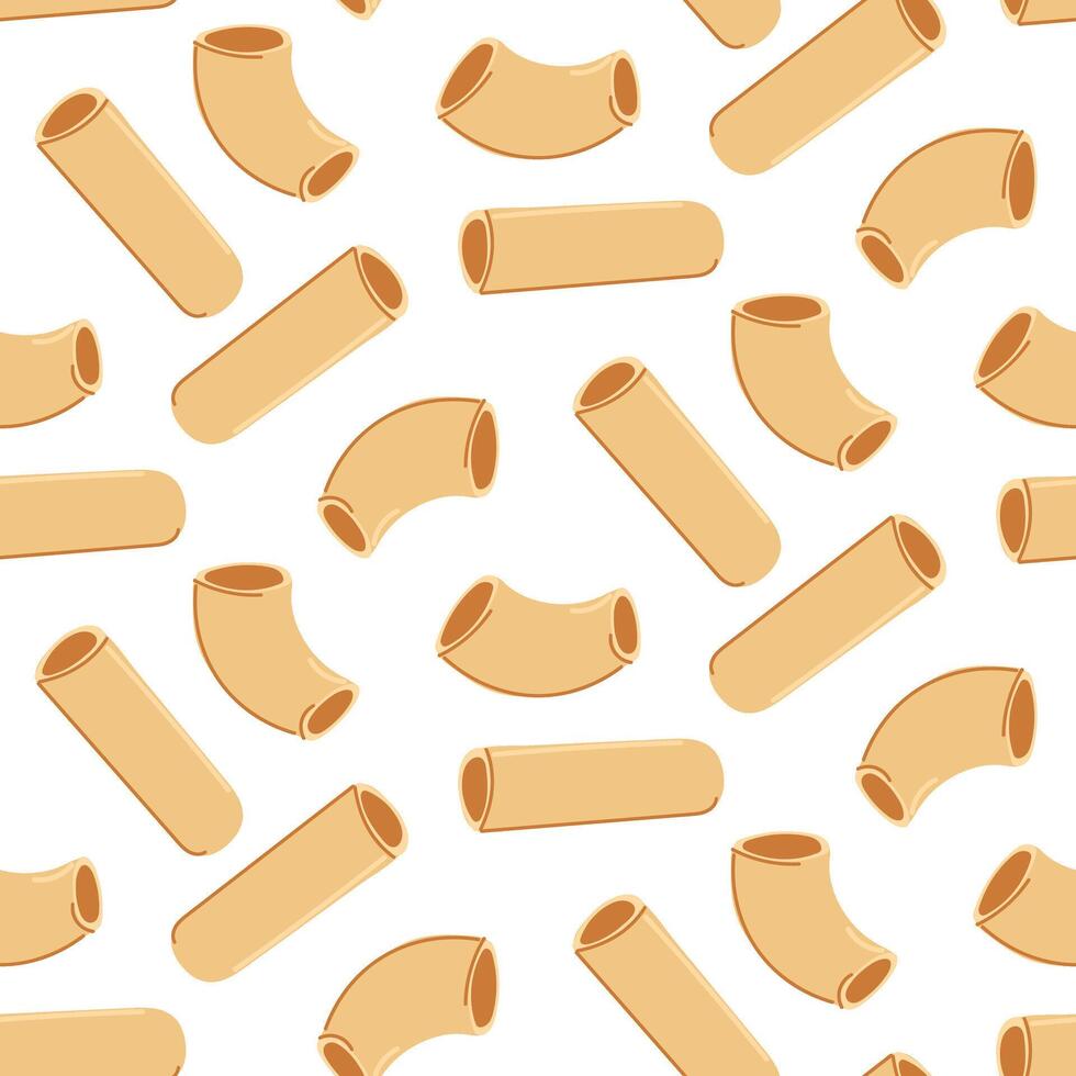 Pattern of different types of pasta. The sticks are straight and hollow with a bend. Cooking inspired by Italian cuisine. Homogeneous texture of several versions of flour pasta made from Italian flour vector