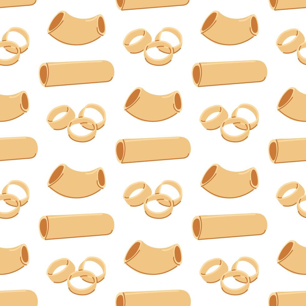 A pattern of different types of pasta. Chopsticks, hollow circles for culinary themes inspired by Italian cuisine. Homogeneous texture of several versions of flour pasta made from Italian flour vector