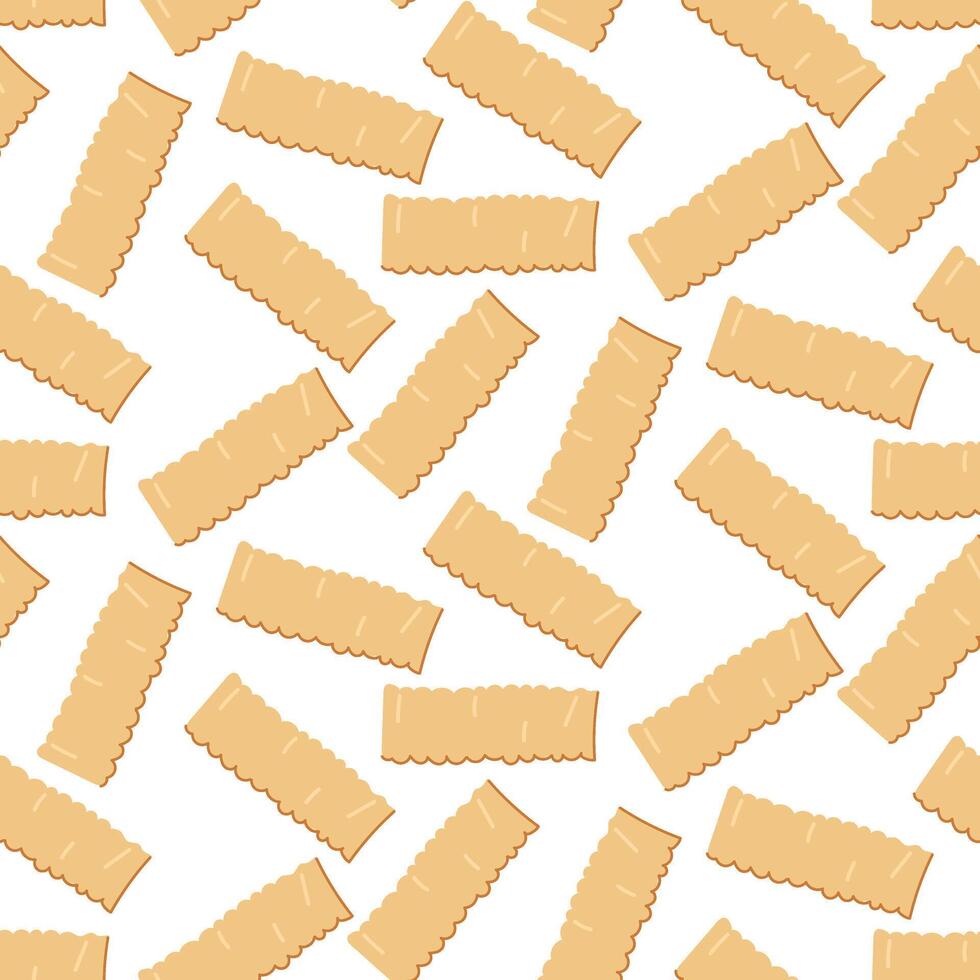 Italian pasta pattern. Flat wide Mafaldine. Kitchen themes for decoration on culinary themes inspired by Italian cuisine. Homogeneous texture of flour pasta. Amazing texture on a white background vector