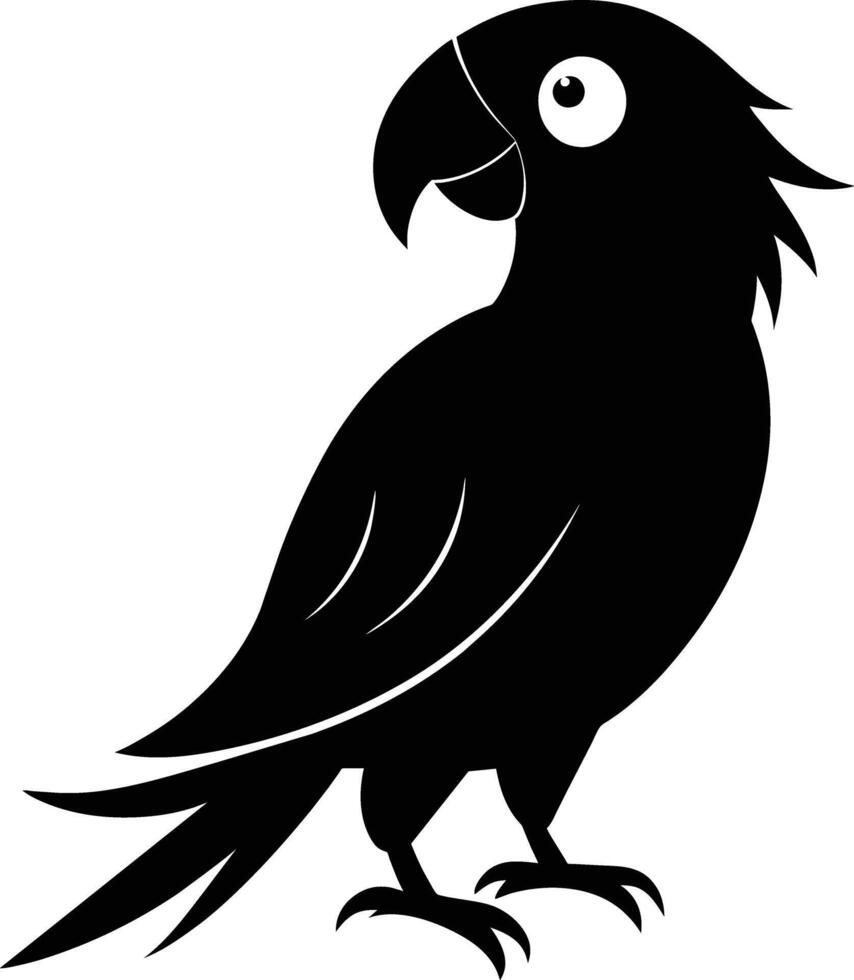 Black parrot silhouette on white background illustration vector