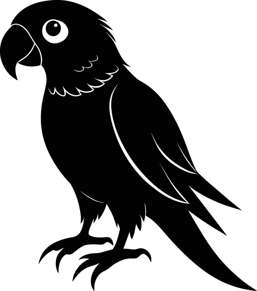 Black parrot silhouette on white background illustration vector