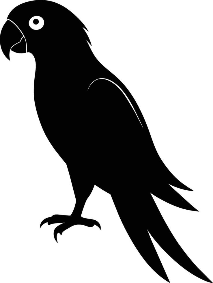 Black parrot silhouette on white background illustration vector