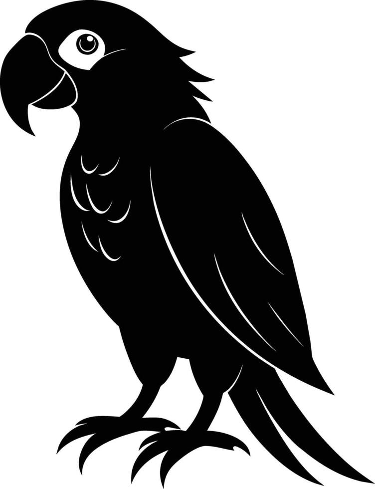 Black parrot silhouette on white background illustration vector