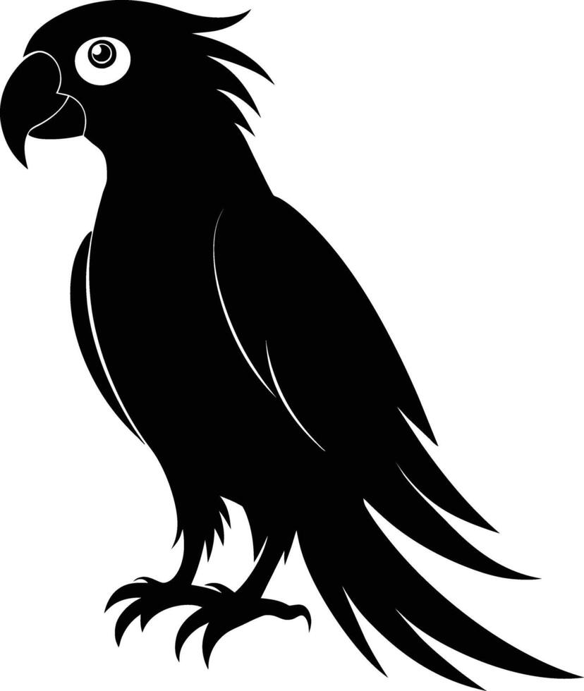 Black parrot silhouette on white background illustration vector