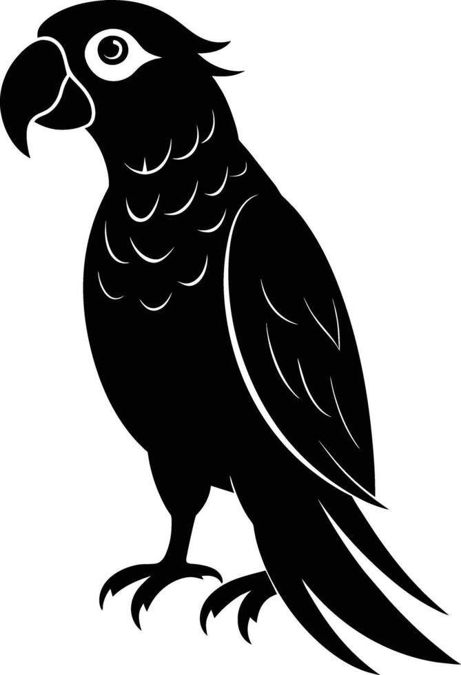 Black parrot silhouette on white background illustration vector