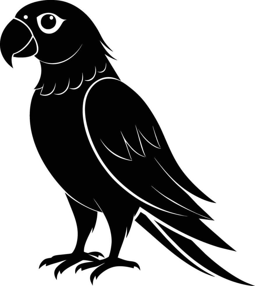 Black parrot silhouette on white background illustration vector