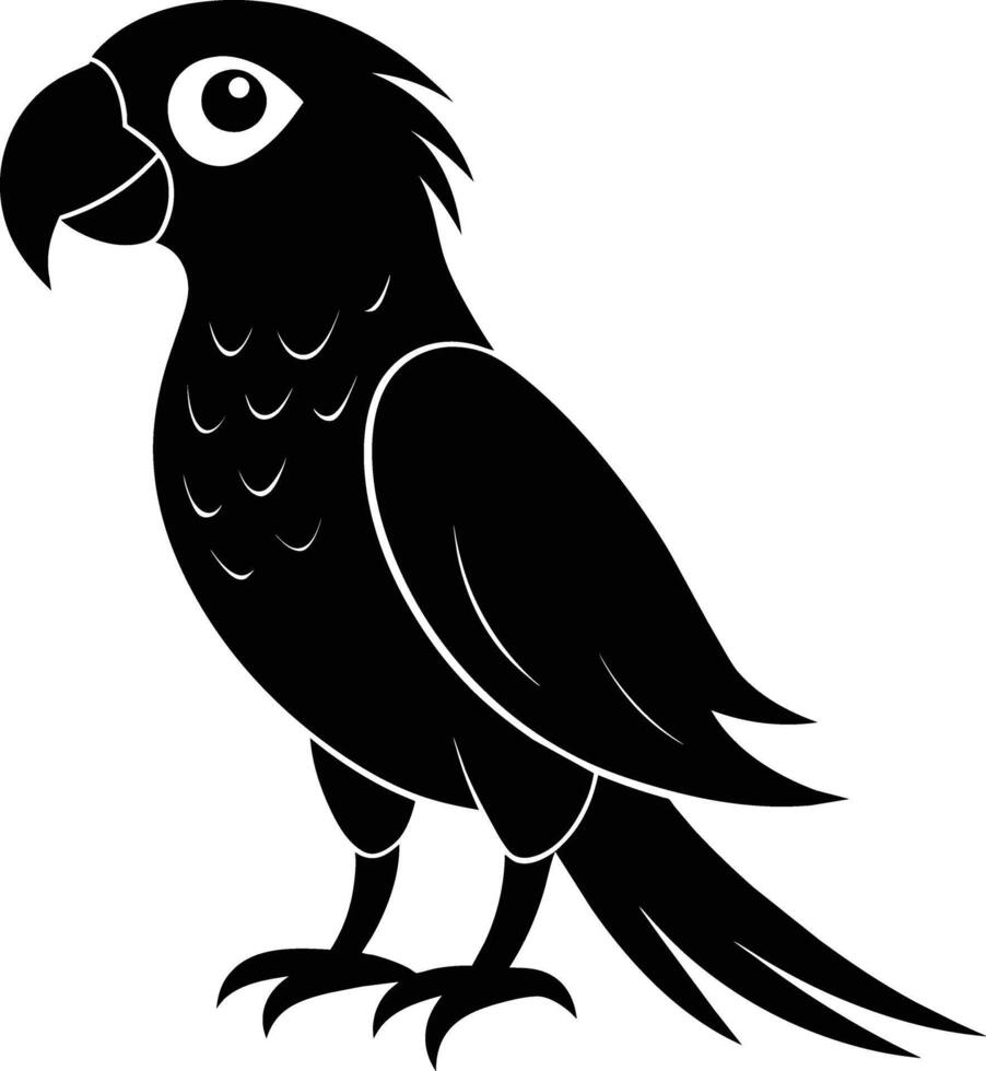 Black parrot silhouette on white background illustration vector