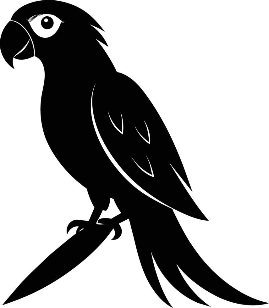 Black parrot silhouette on white background illustration vector