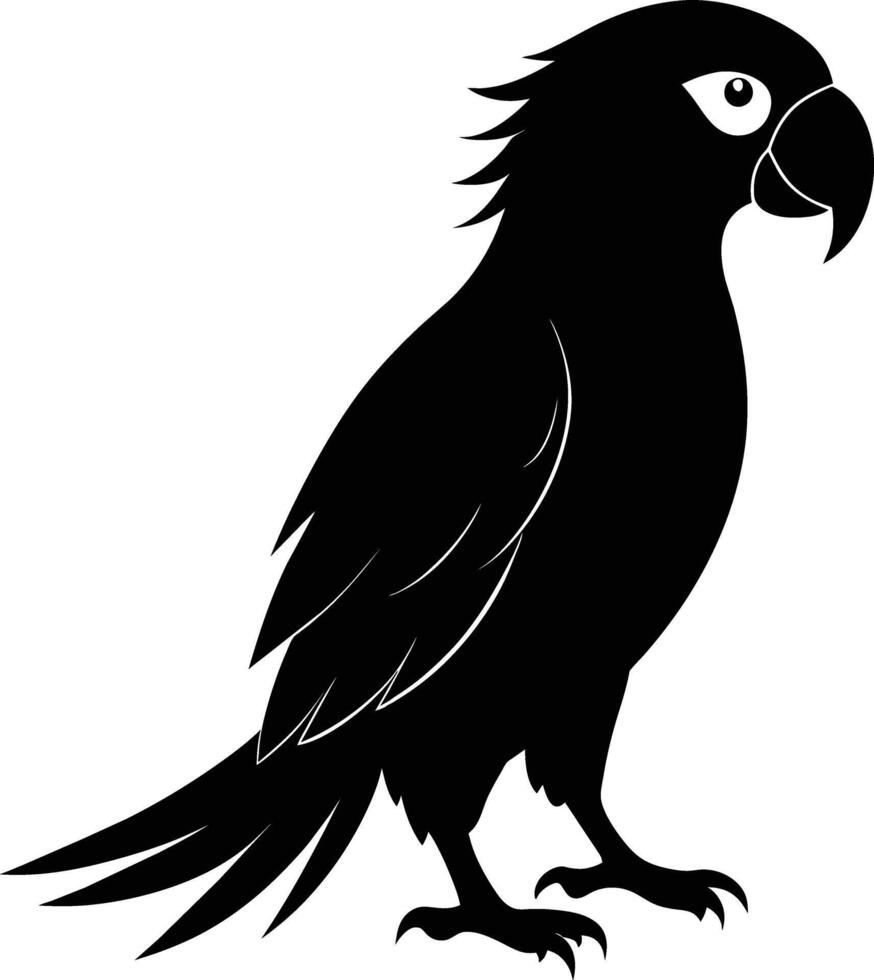 Black parrot silhouette on white background illustration vector