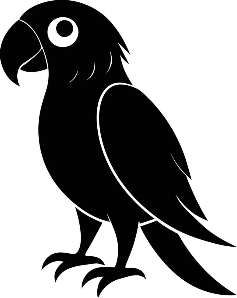 Black parrot silhouette on white background illustration vector