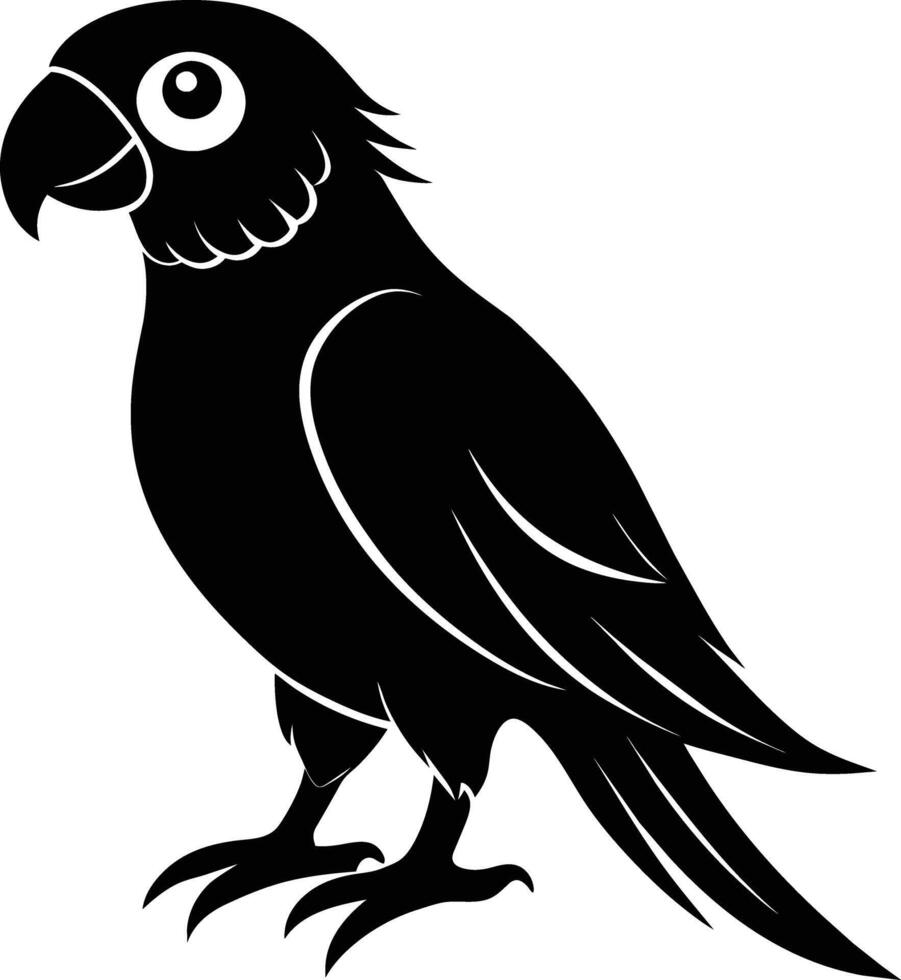 Black parrot silhouette on white background illustration vector