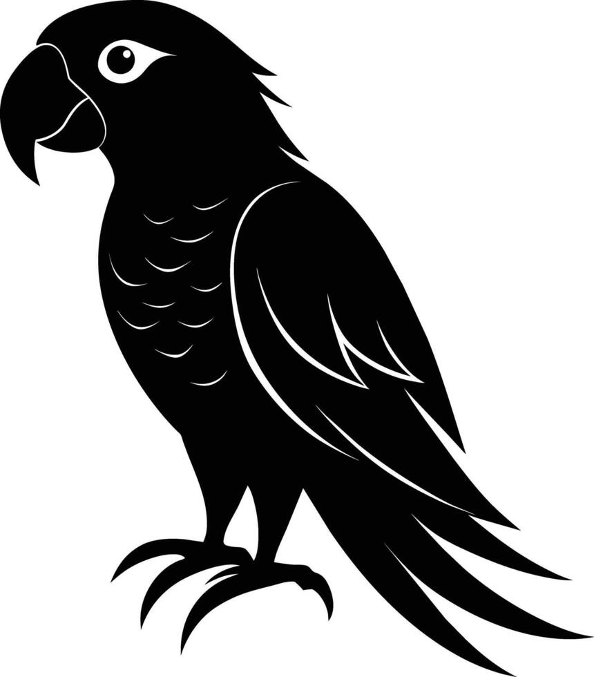 Black parrot silhouette on white background illustration vector