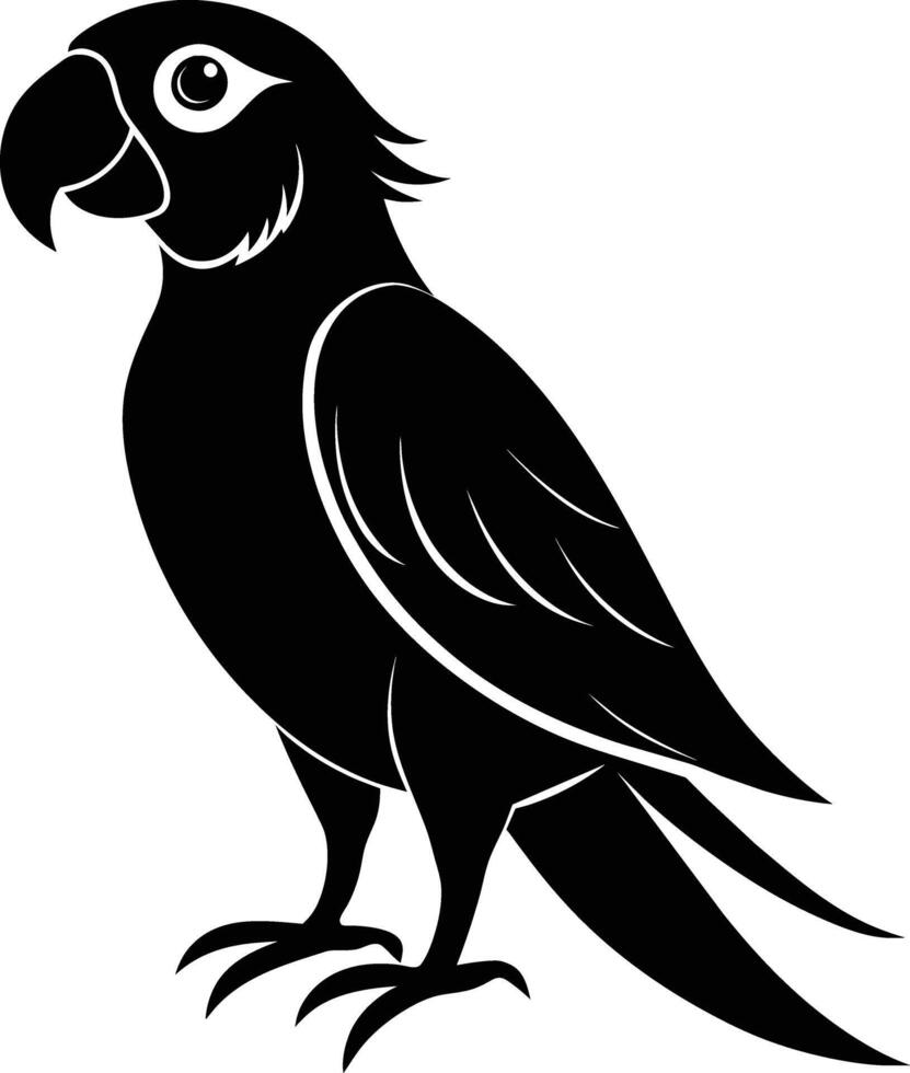 Black parrot silhouette on white background illustration vector