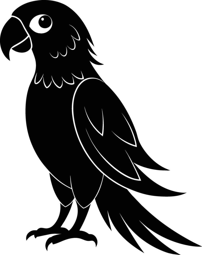 Black parrot silhouette on white background illustration vector