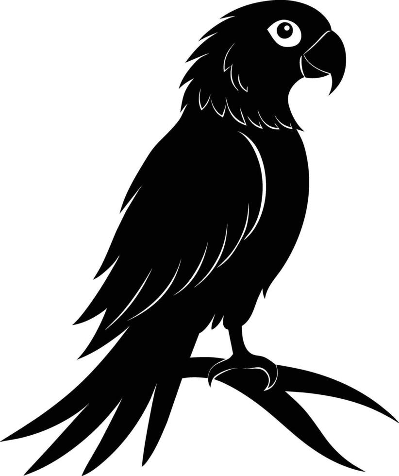 Black parrot silhouette on white background illustration vector