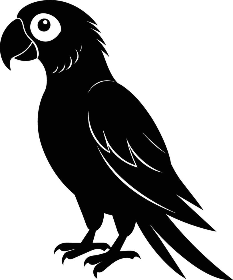 Black parrot silhouette on white background illustration vector