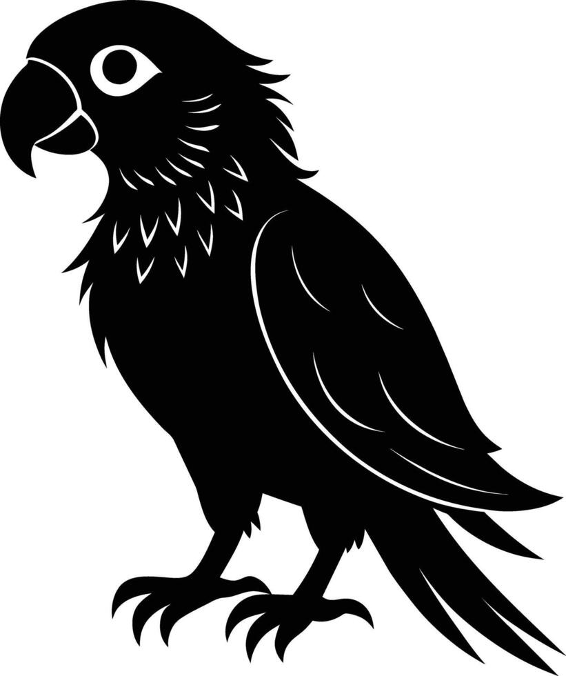 Black parrot silhouette on white background illustration vector