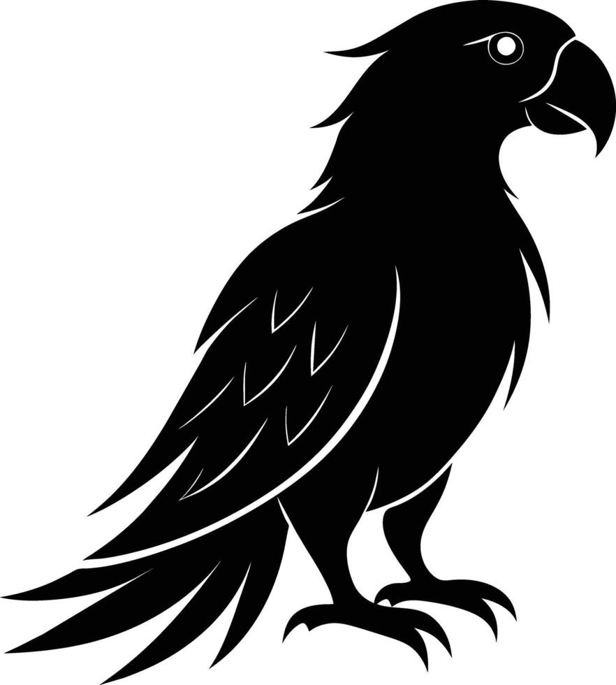 Black parrot silhouette on white background illustration vector