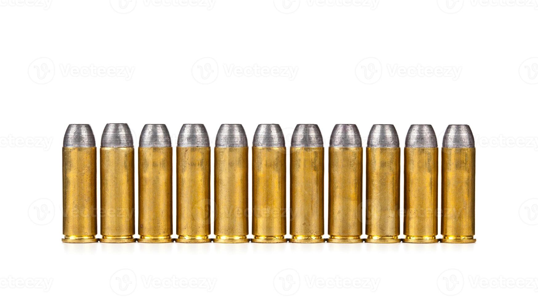 Row of bullets on white background photo