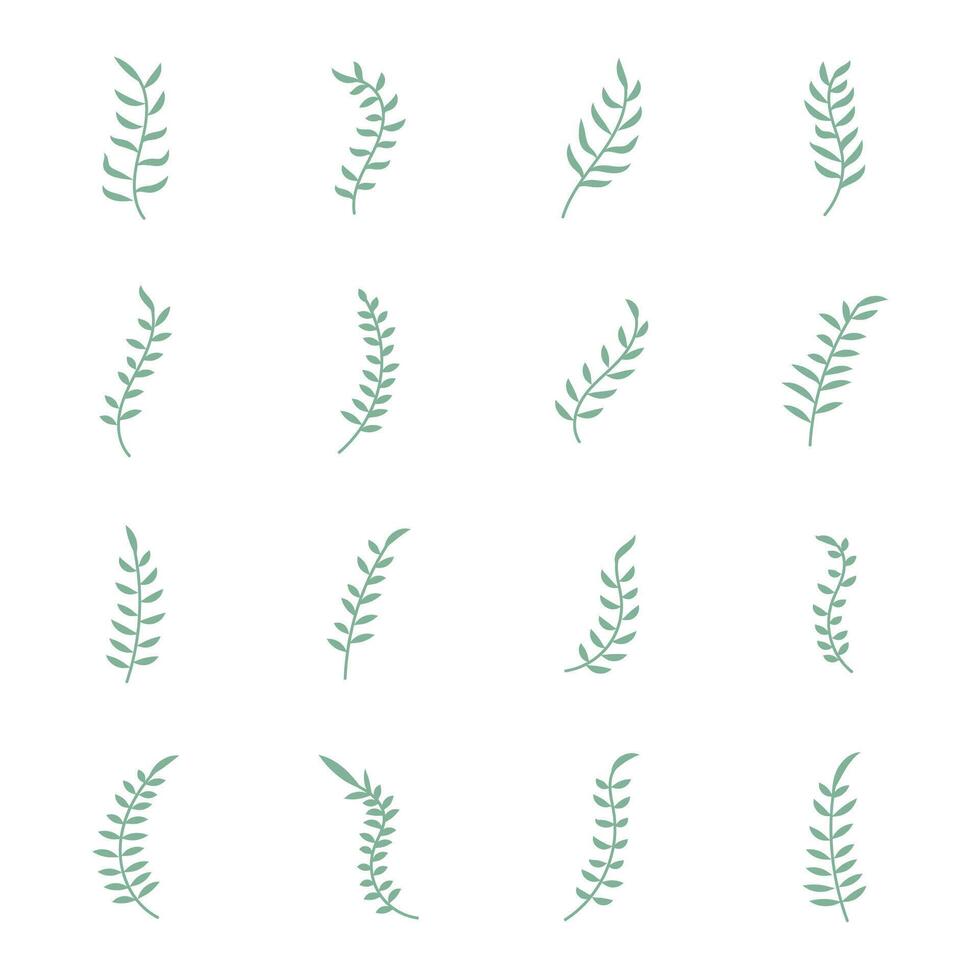 Green leaves aesthetic element isolated illustration. vector
