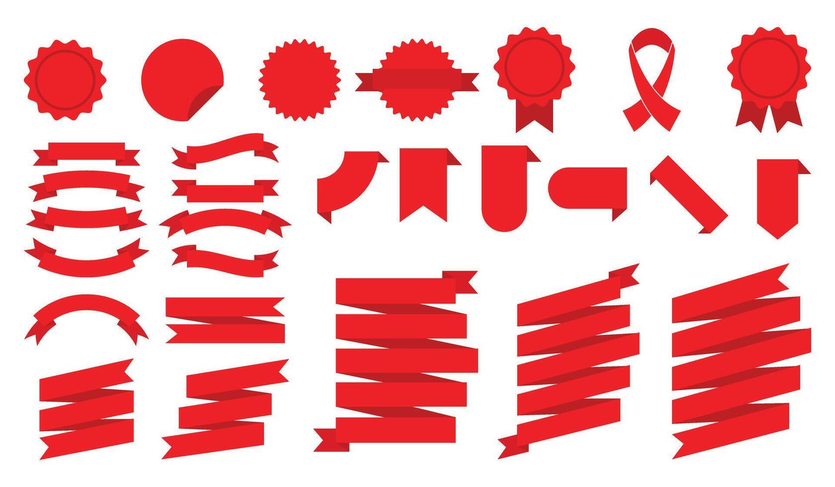 Set of 28 Flat Ribbons. Modern, SImple, Vintage Ribbons Collection. illustration. vector