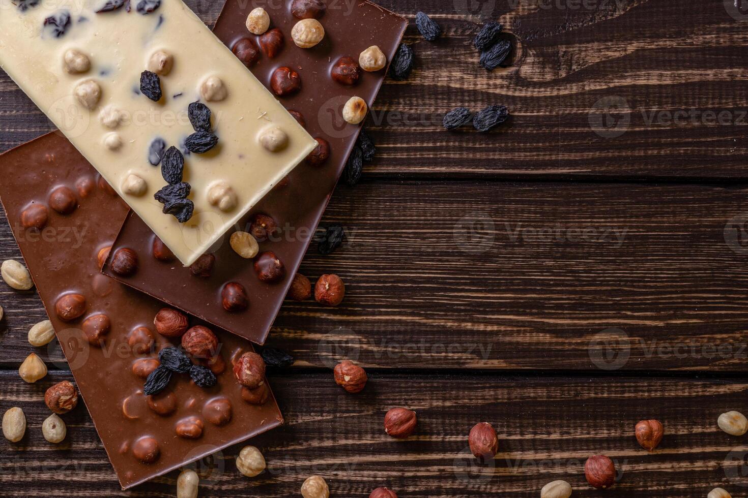 Chocolate bar pieces. Background with chocolate. Sweet food photo concept.
