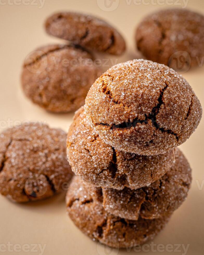 A group of Warm Homemade Gingersnap Cookies photo