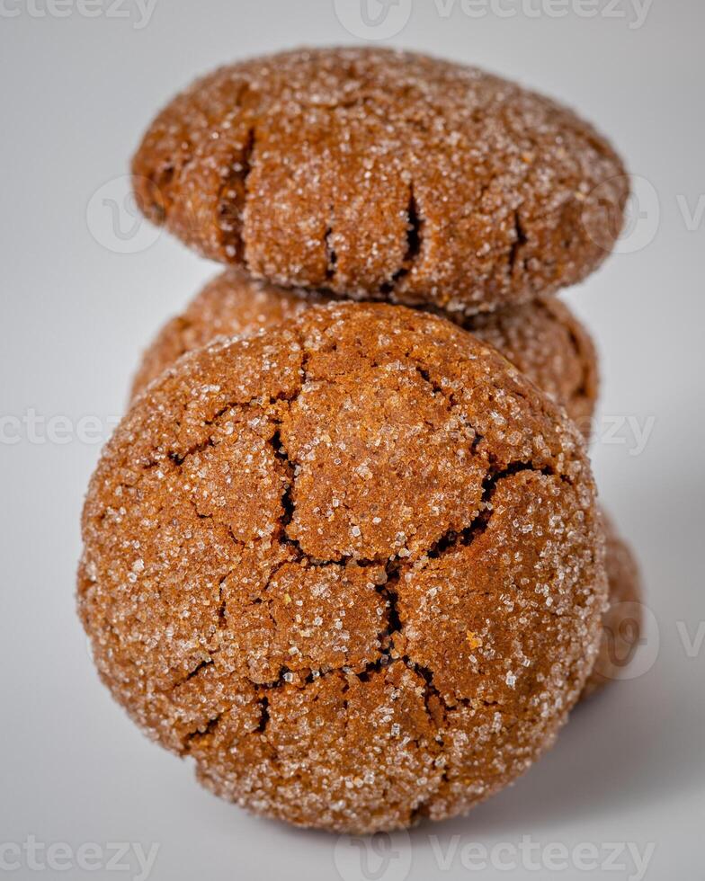 Warm Homemade Gingersnap Cookies gray background photo