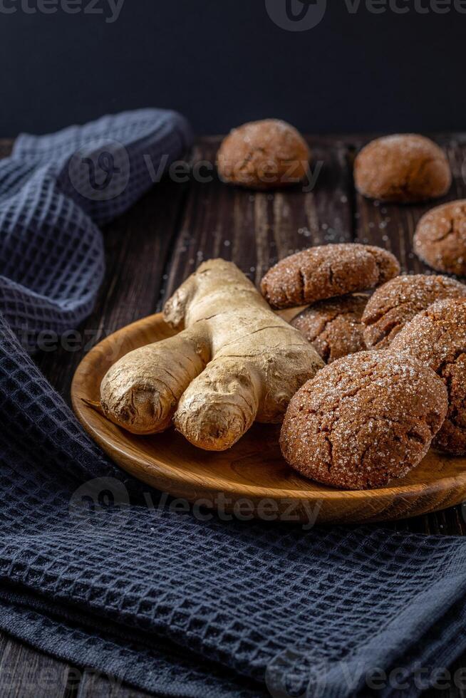 A group of Warm Homemade Gingersnap Cookies photo