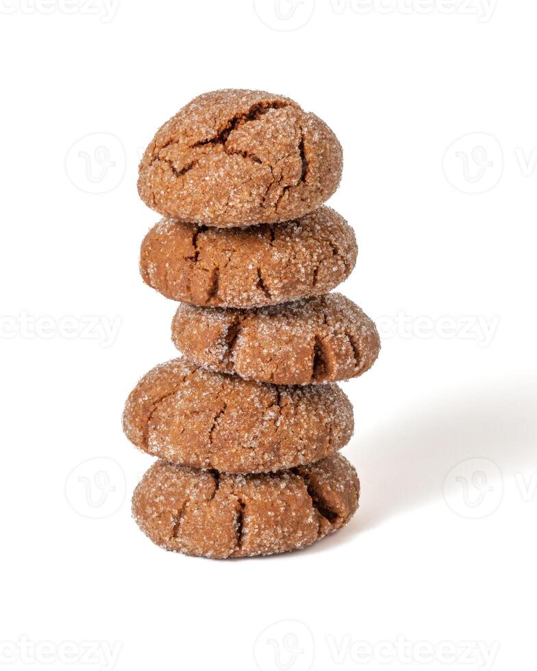 Warm Homemade Gingersnap Cookies on a light background photo
