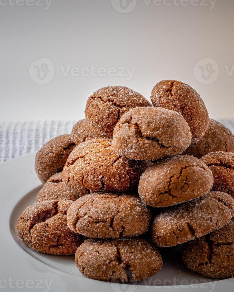 A group of Warm Homemade Gingersnap Cookies photo