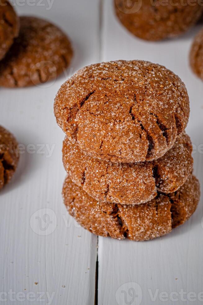 A group of Warm Homemade Gingersnap Cookies photo