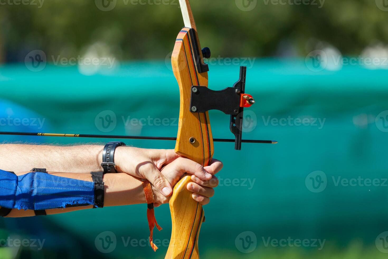 Outdoor archery lesson. photo