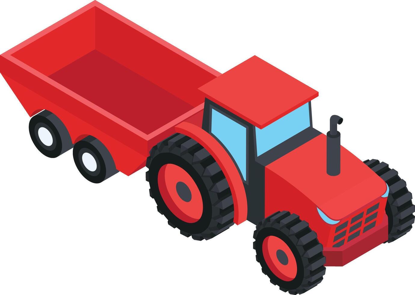 Isometric Tractor with Trailer vector