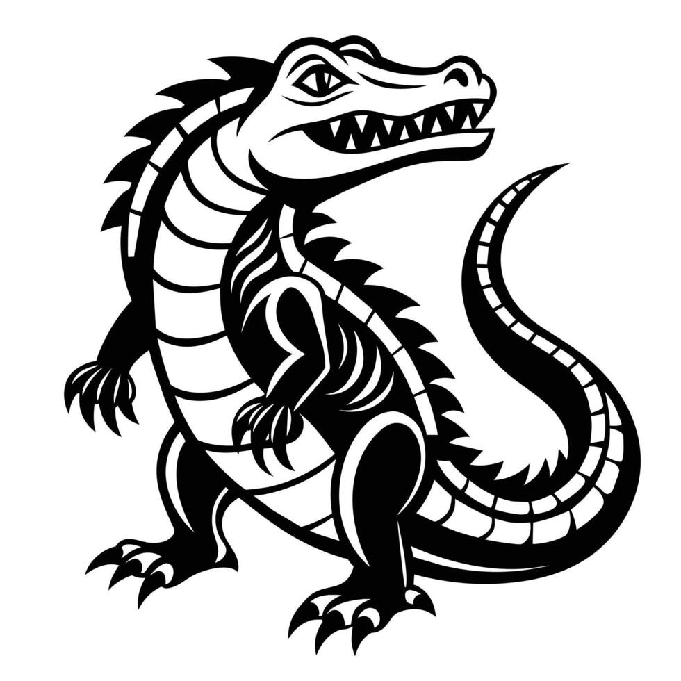 Alligator line art design ,graphic resource vector