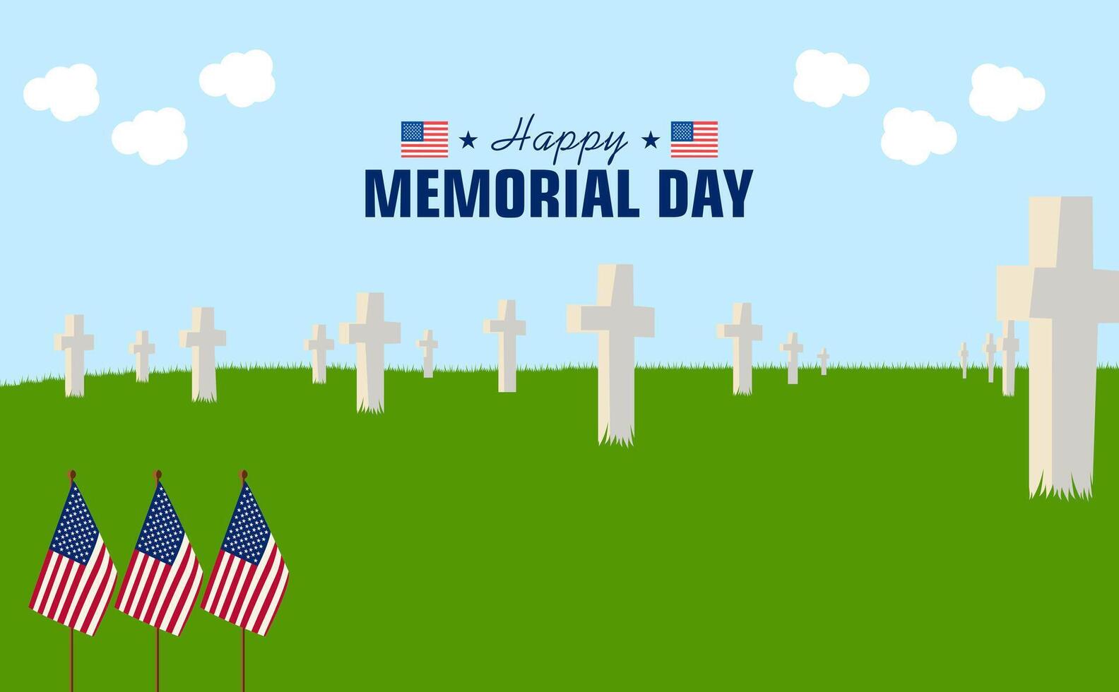 Memorial day background with american flags vector