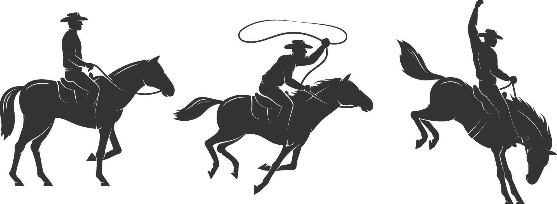 Cowboy rides a horse and throws a lasso vector