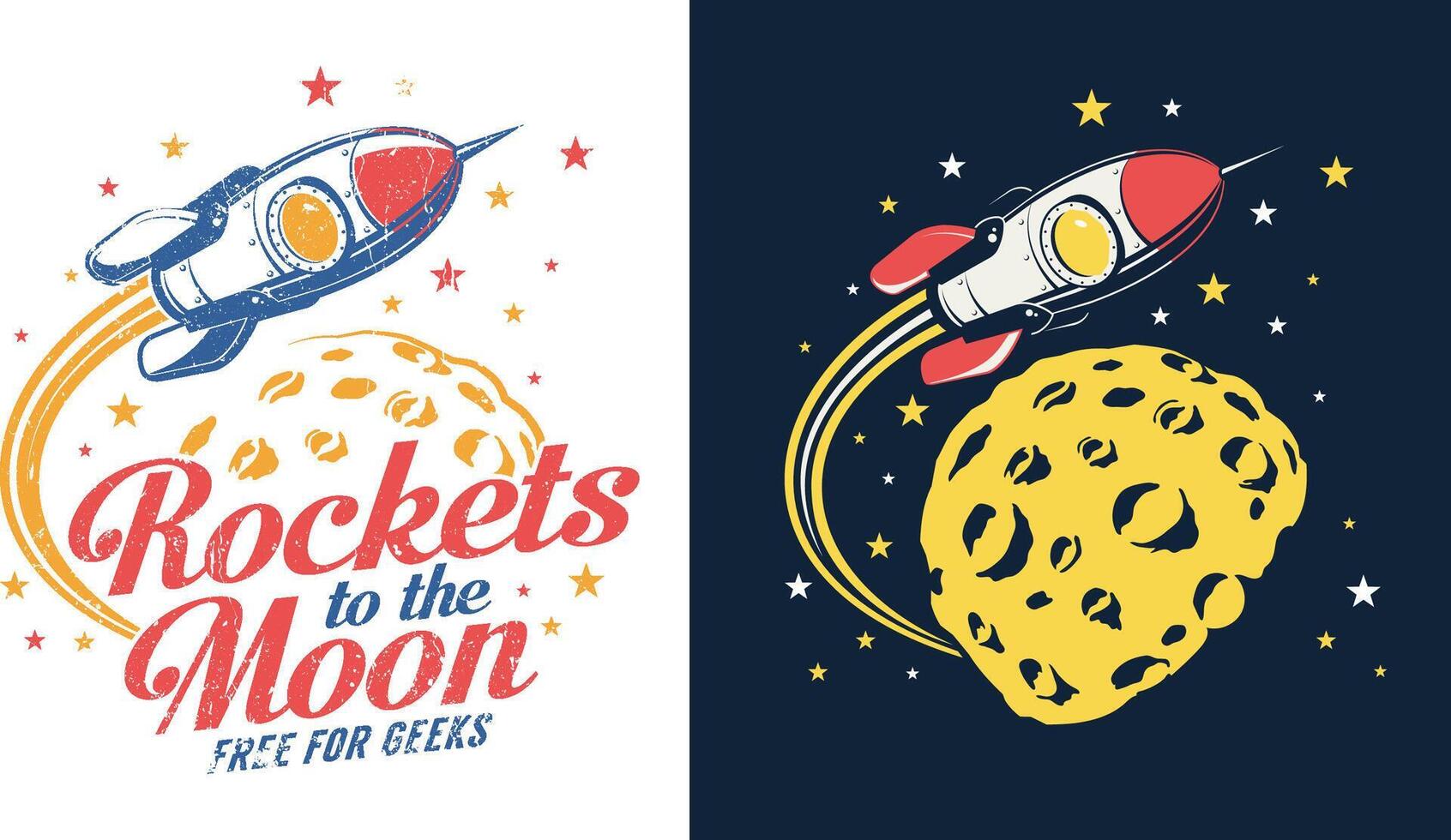 Rocket moon flies vector