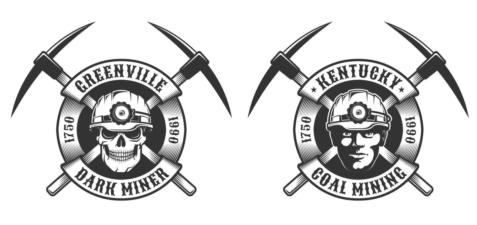 Coal miner vintage logo vector