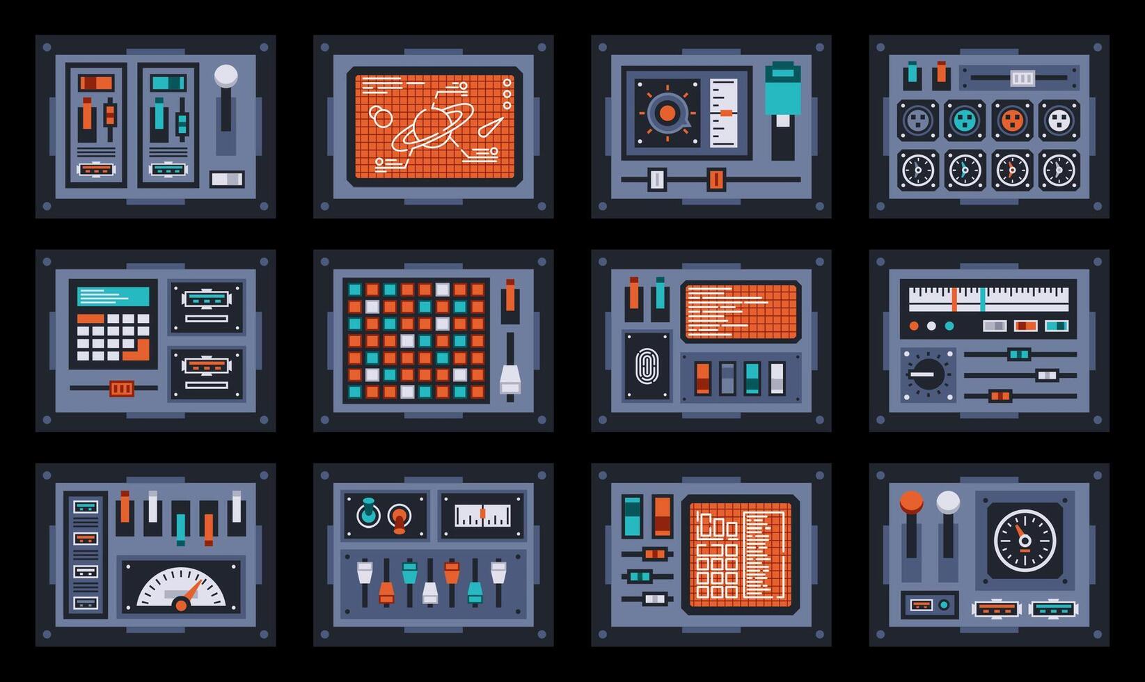 Control panels from space ship or science station vector